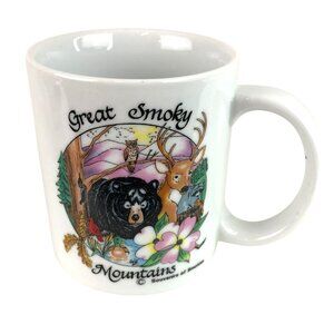 Souvenirs of Smokies Great Smoky Mountains Coffee Mug Cup Forest Animals Theme